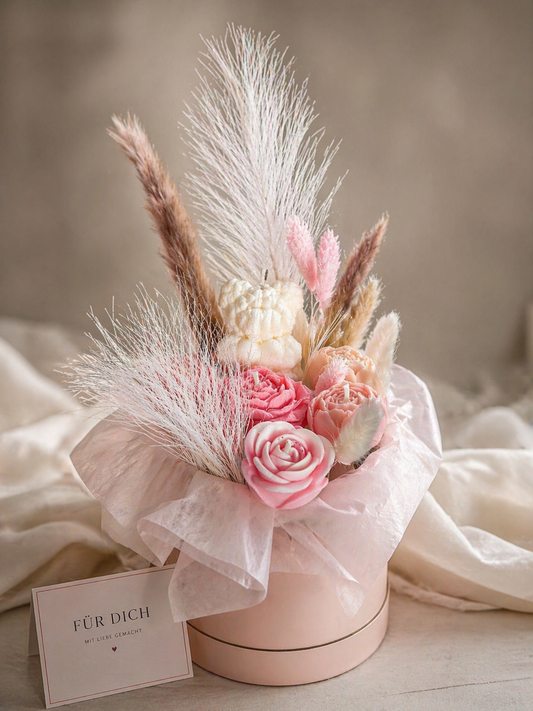 Kerzen Blumenstrauß Rosa
